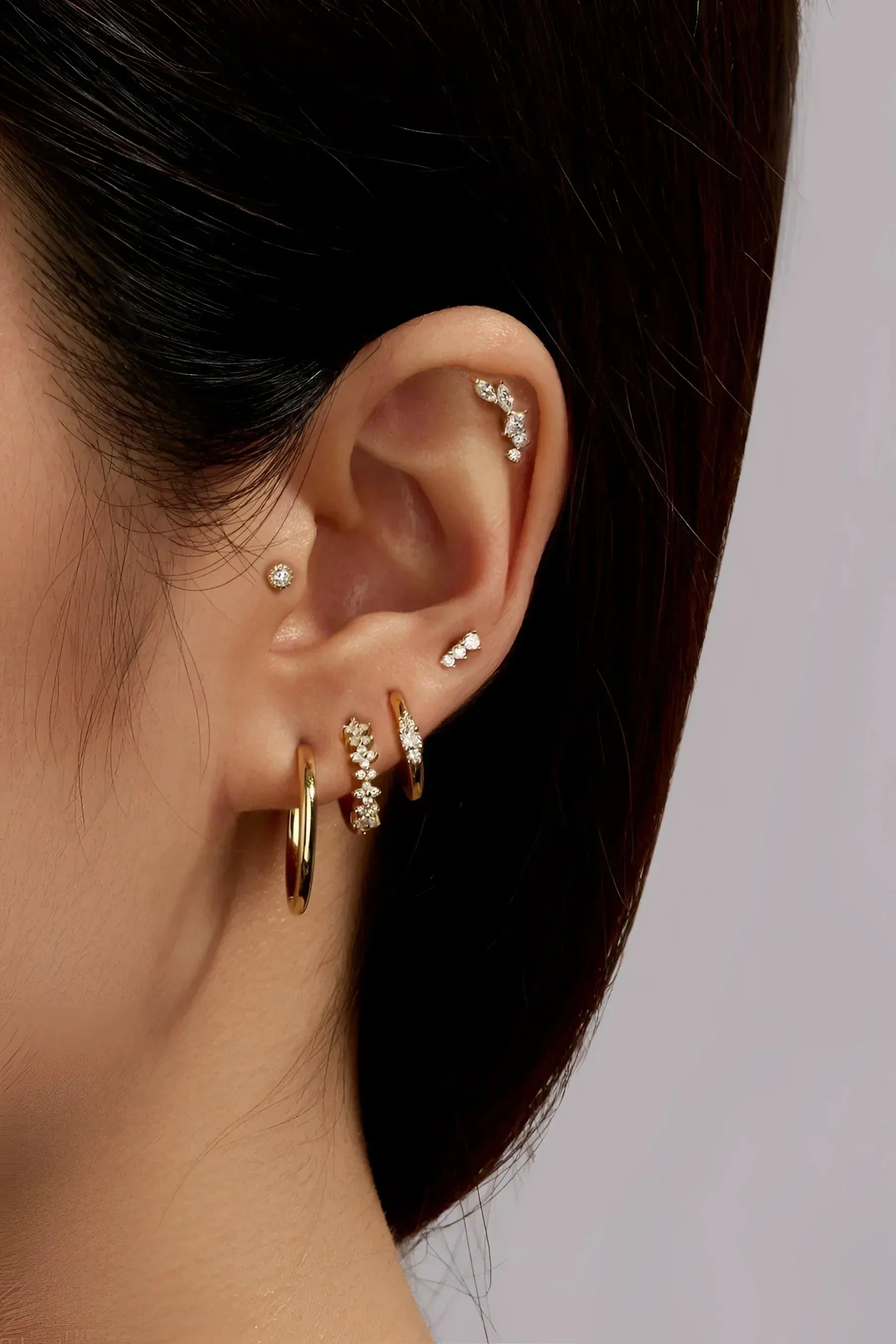 Triple CZ Stone Earrings