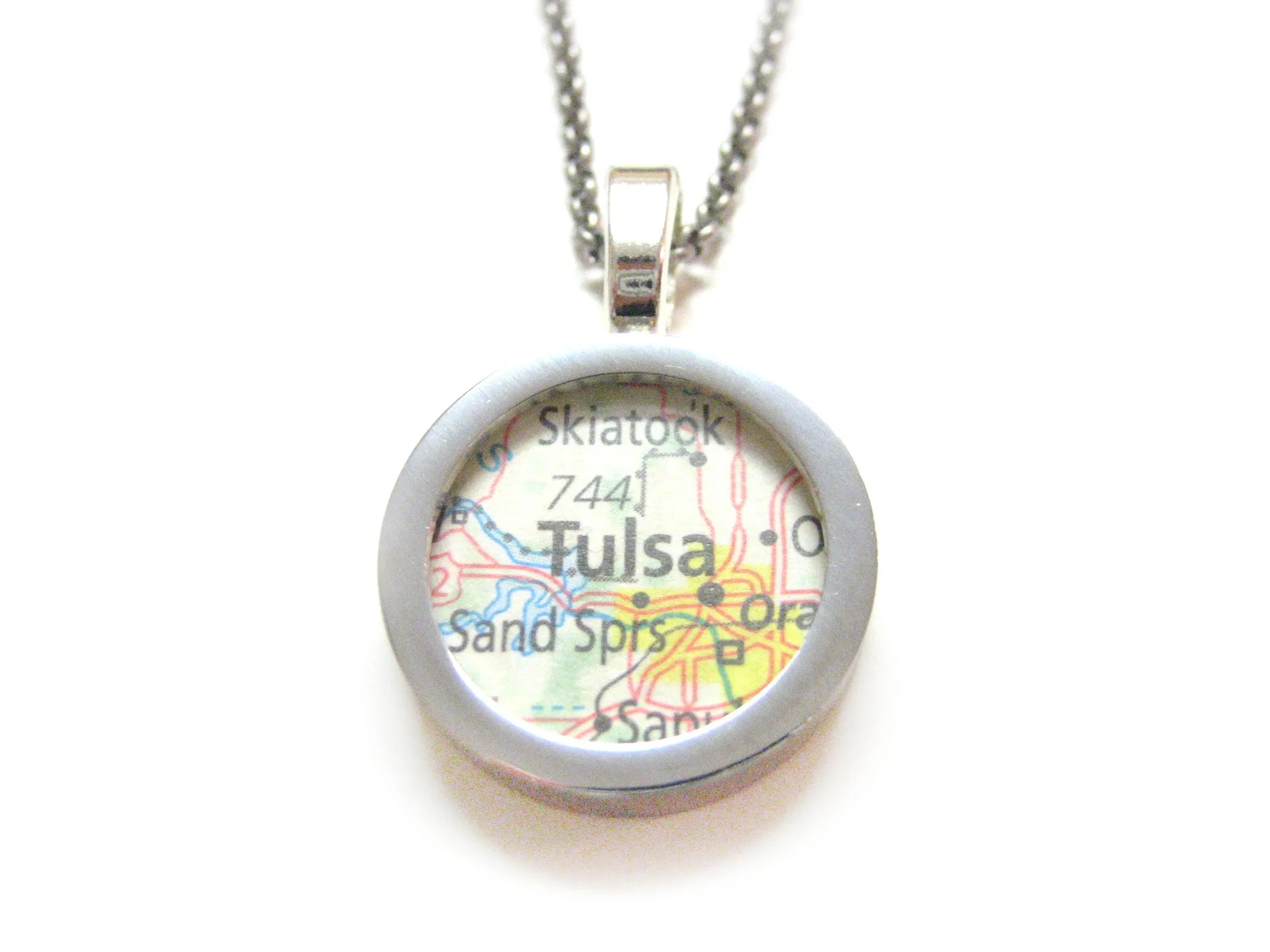 Tulsa Oklahoma Map Pendant Necklace