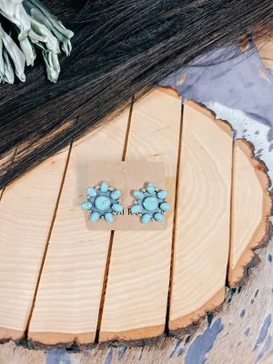 Turq Irregular 1" Cluster Earring