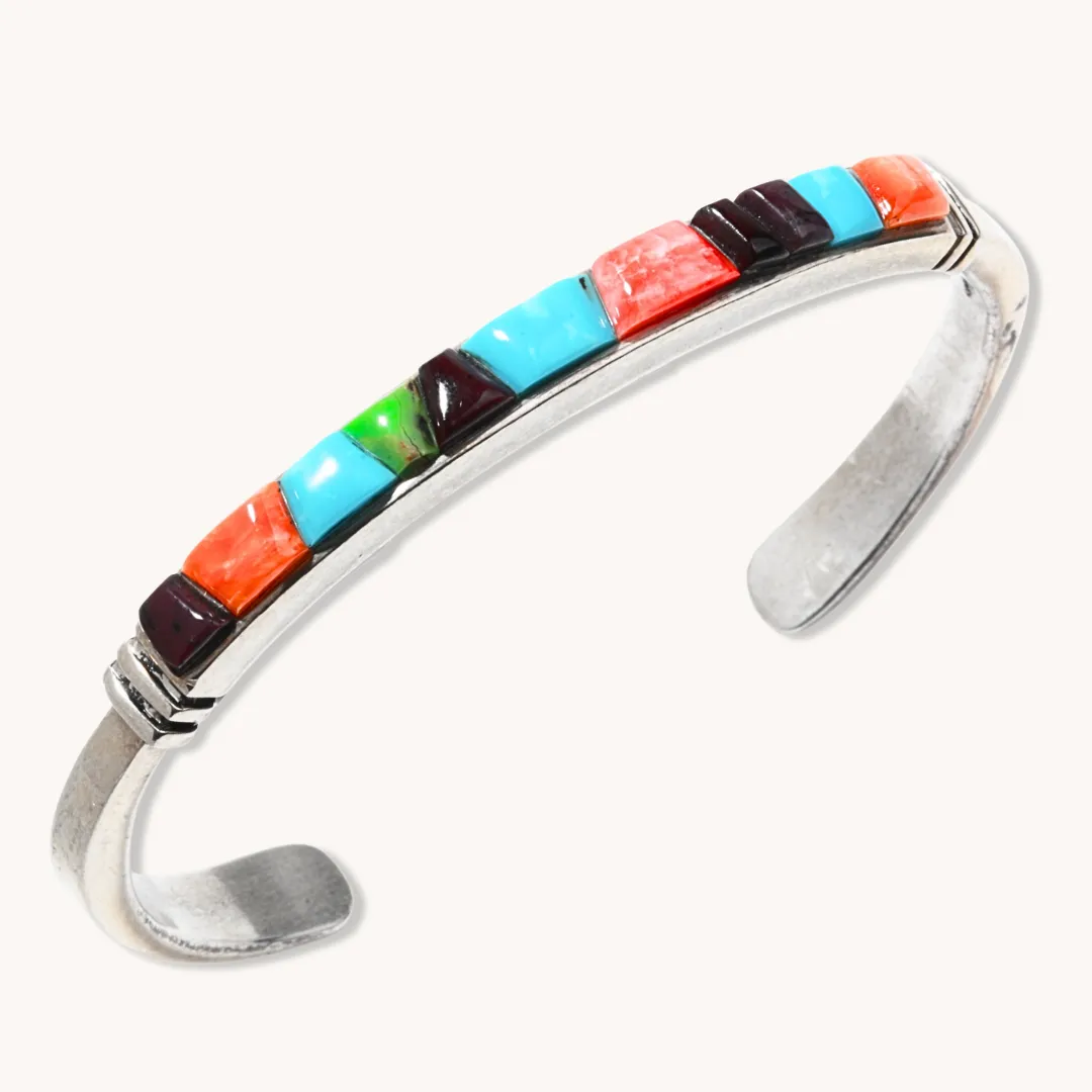 Turquoise and Spiny Oyster Inlay Cuff Bracelet