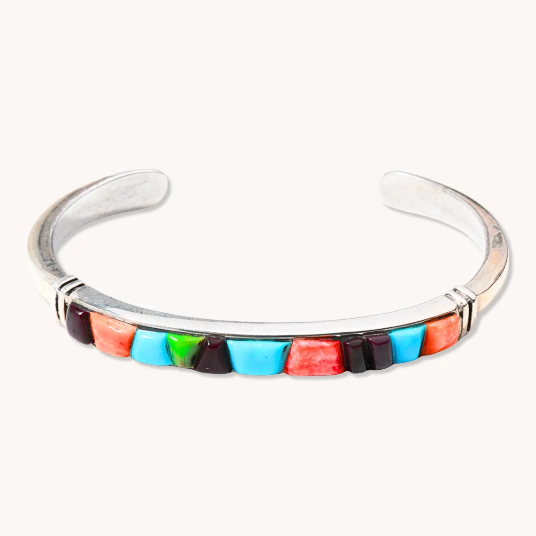 Turquoise and Spiny Oyster Inlay Cuff Bracelet