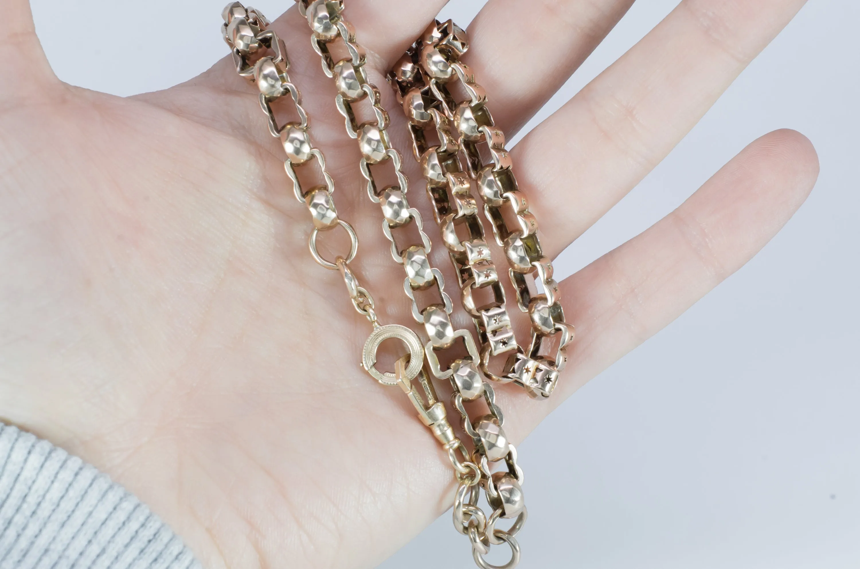 VICTORIAN 17.25IN WATCH CHAIN NECKLACE 14K GOLD