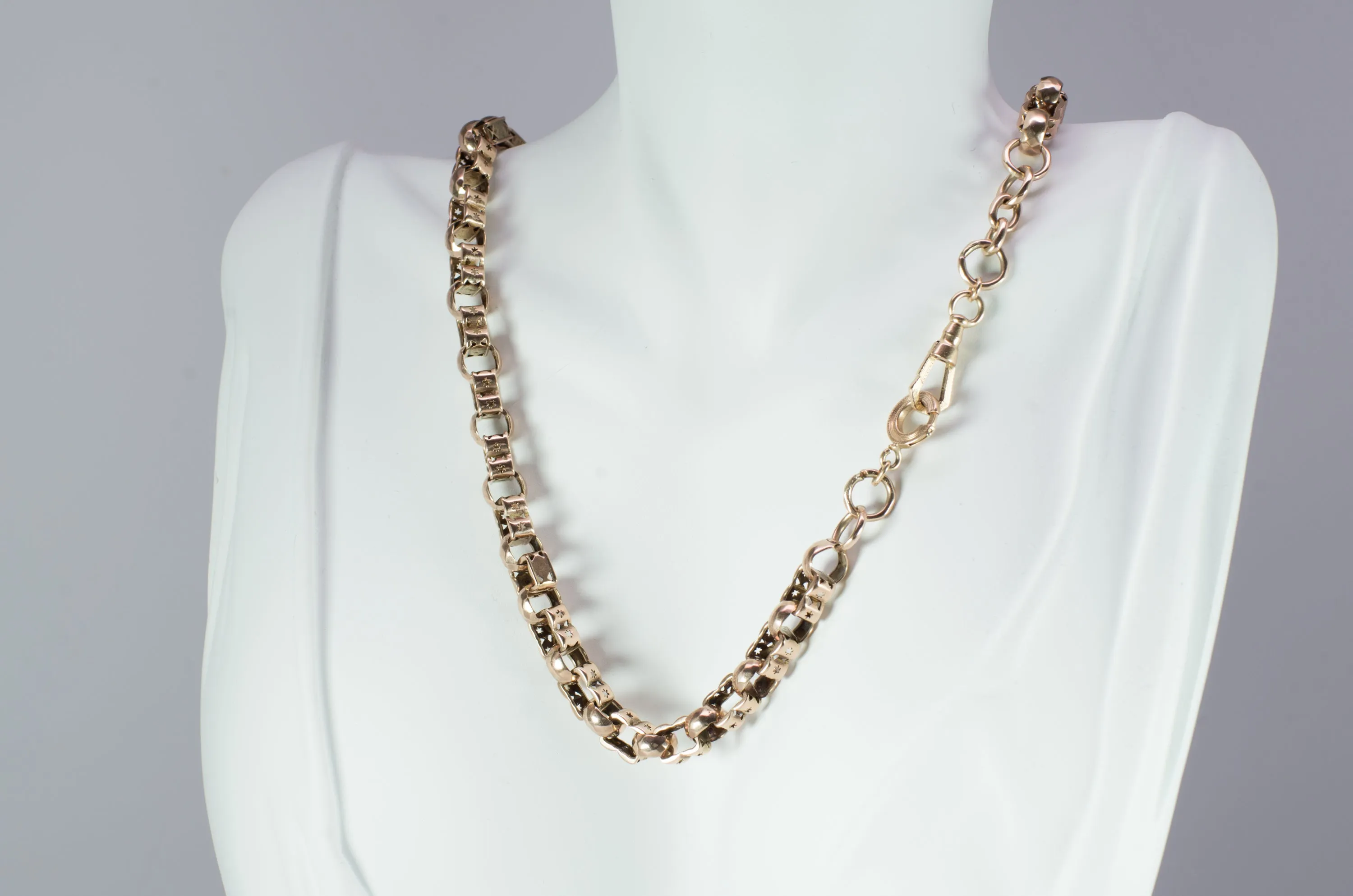 VICTORIAN 17.25IN WATCH CHAIN NECKLACE 14K GOLD