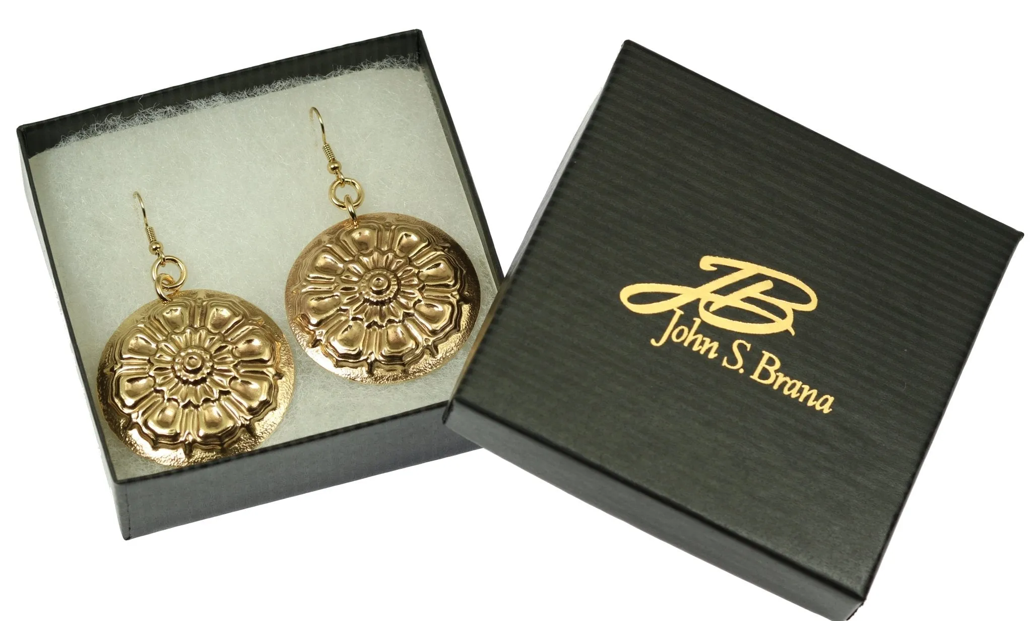 Victorian Button Nu Gold Disc Earrings