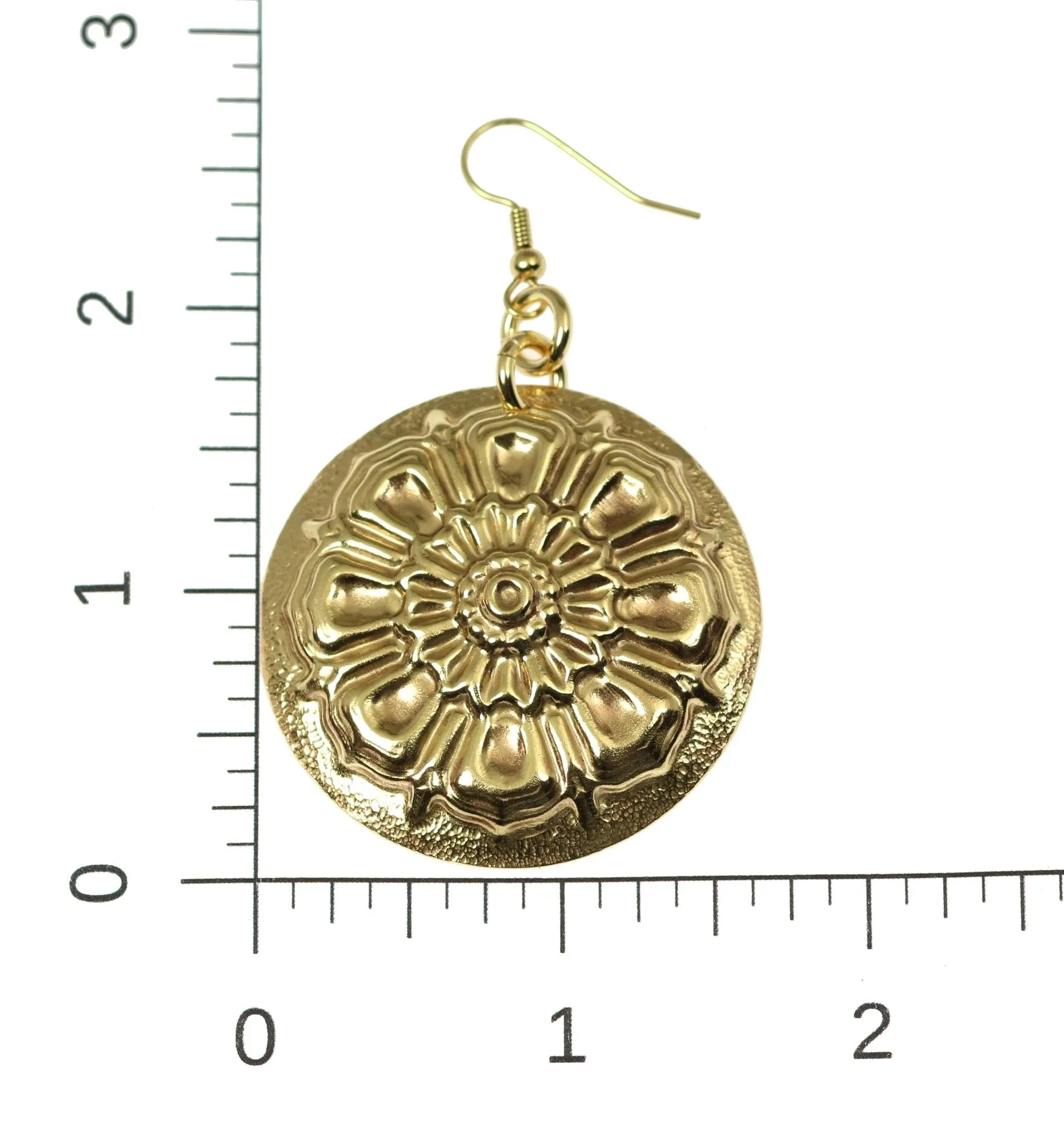 Victorian Button Nu Gold Disc Earrings