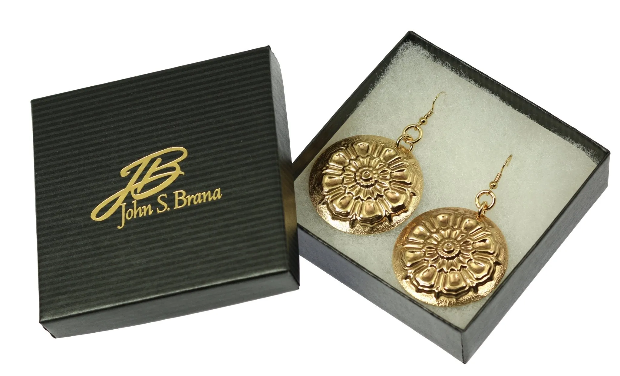 Victorian Button Nu Gold Disc Earrings