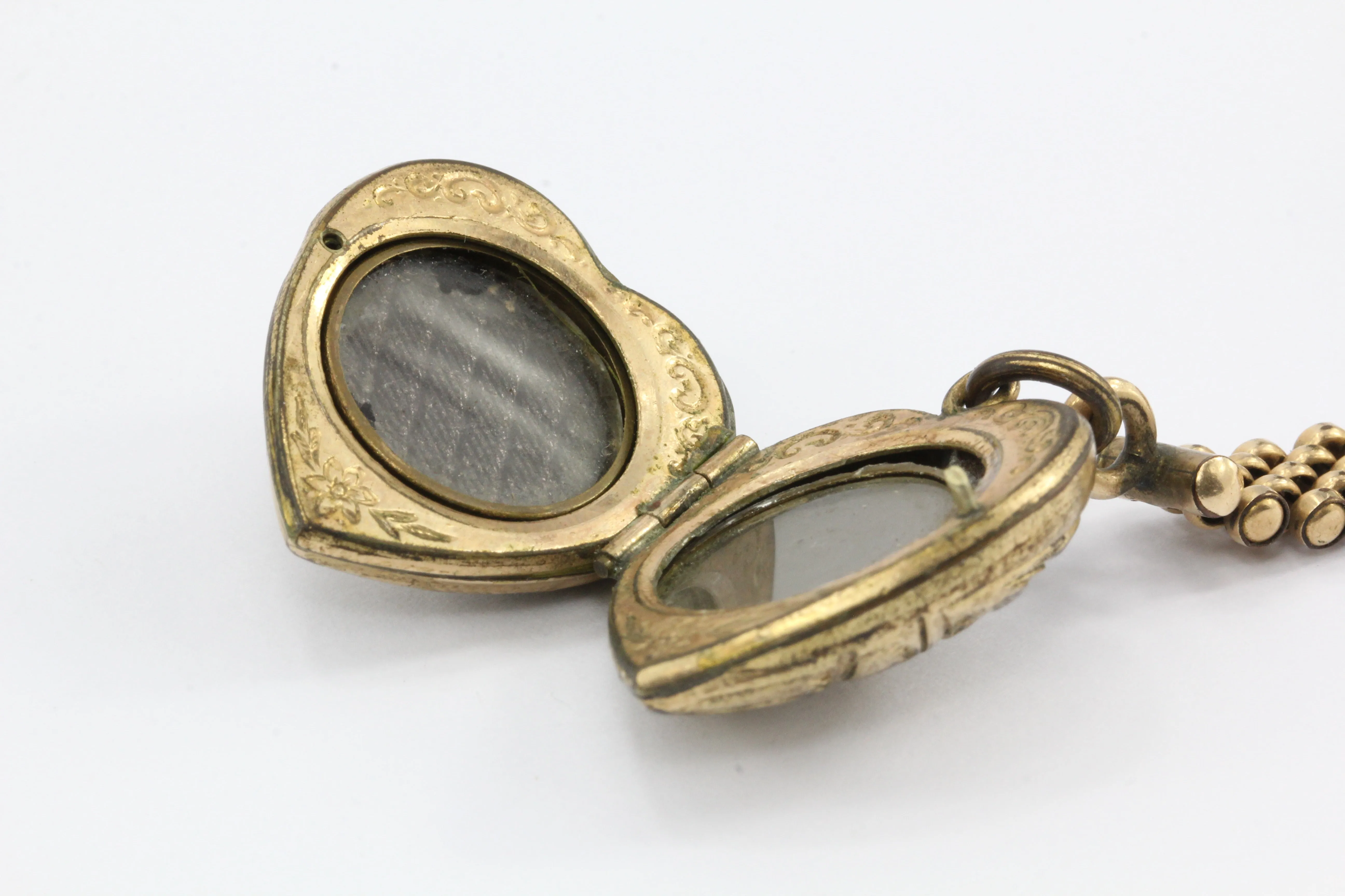 Victorian Gold Filled Dove Carrying Love Letter Heart Locket Necklace c.1880's