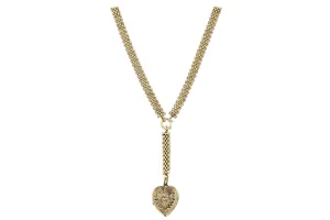 Victorian Gold Filled Dove Carrying Love Letter Heart Locket Necklace c.1880's