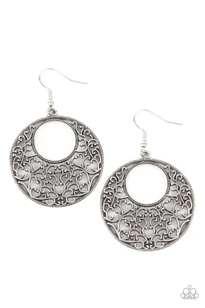 Vineyard Romance Silver Paparazzi Earrings