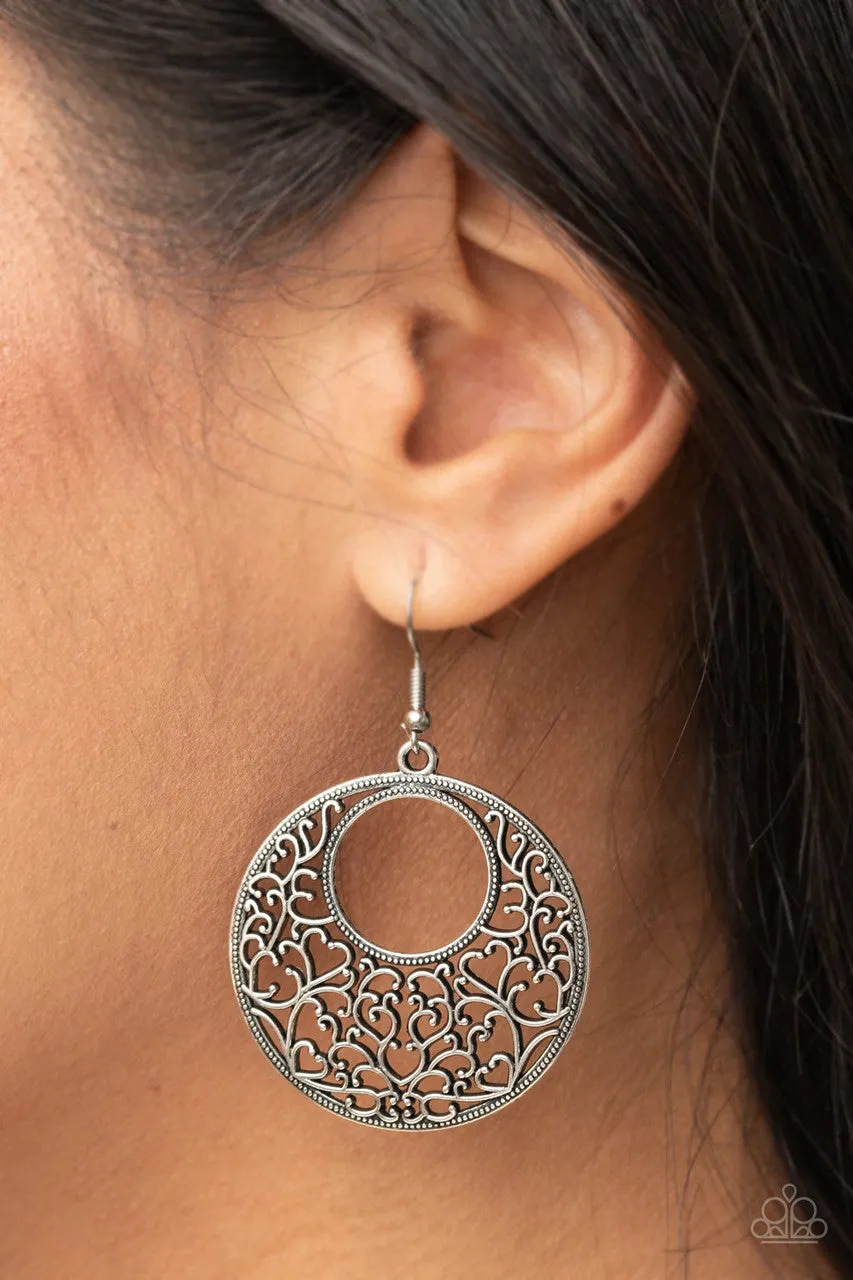 Vineyard Romance Silver Paparazzi Earrings