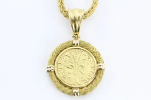 Vintage 18K Gold Ronco & Givori Italy Necklace & Pendant Set w/ .999 Gold Florin
