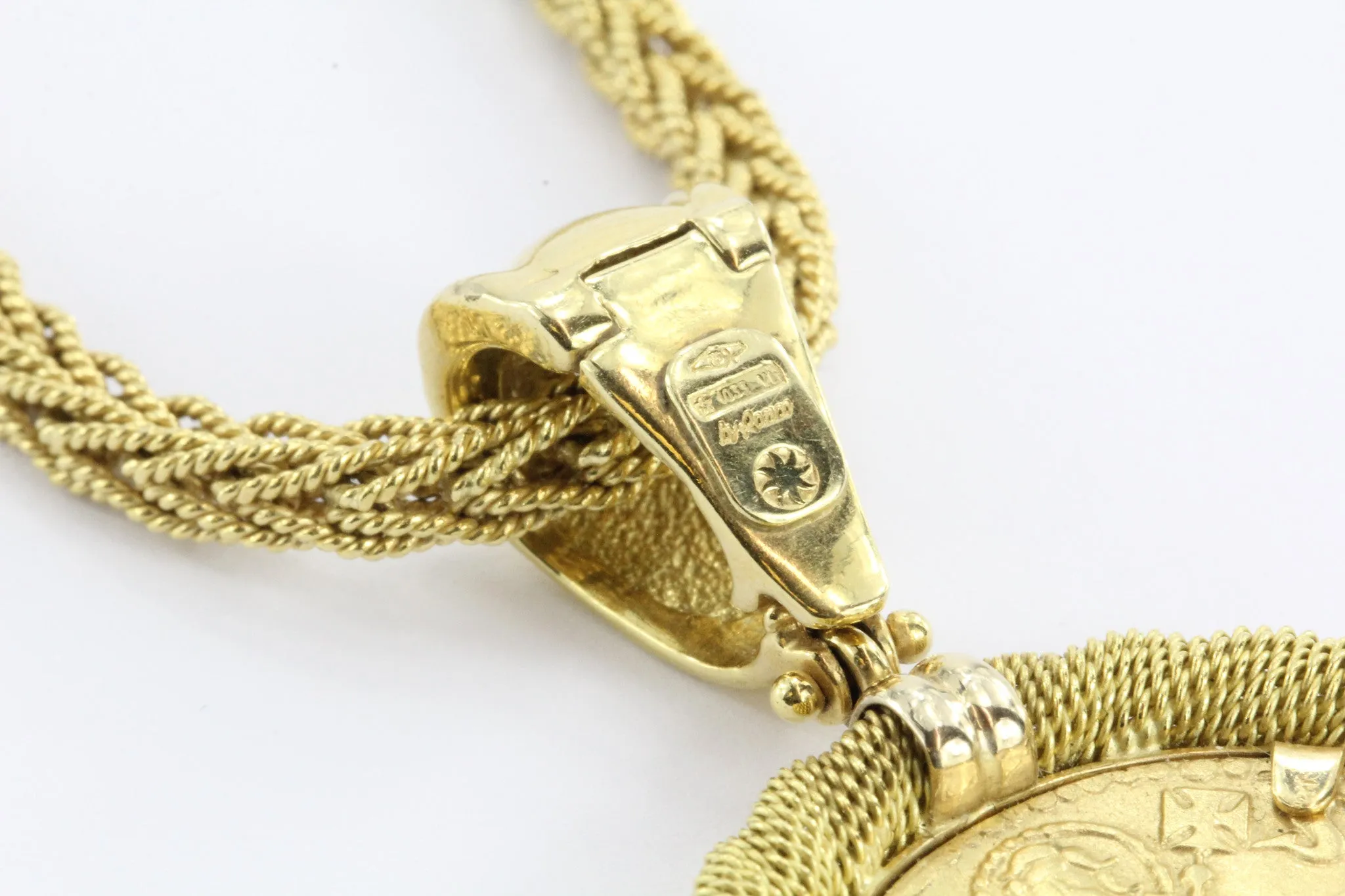 Vintage 18K Gold Ronco & Givori Italy Necklace & Pendant Set w/ .999 Gold Florin