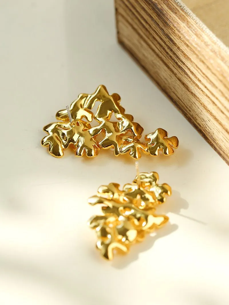 Vintage Asymmetry Flower Pearl Earrings