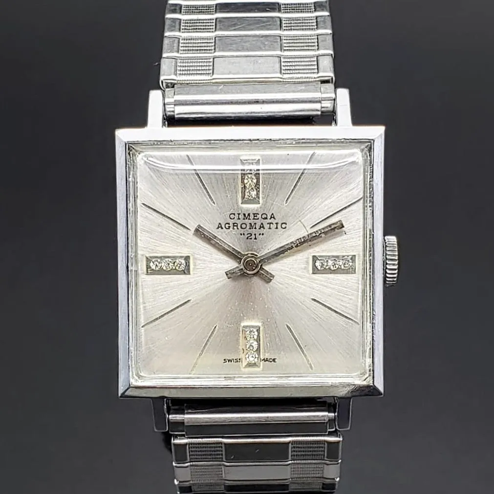 Vintage Cimeqa Wristwatch Swiss Made Caliber EB 8800 Sunburst Dial Watch