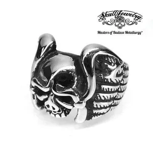 Vintage Flying Wings Skull Ring (#4030)
