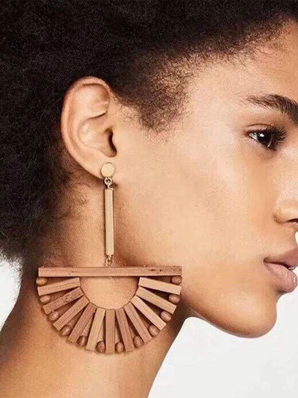 Vintage Hollow Wood Earrings