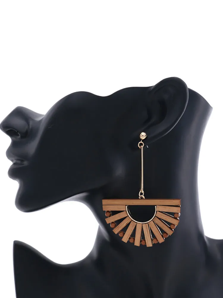 Vintage Hollow Wood Earrings