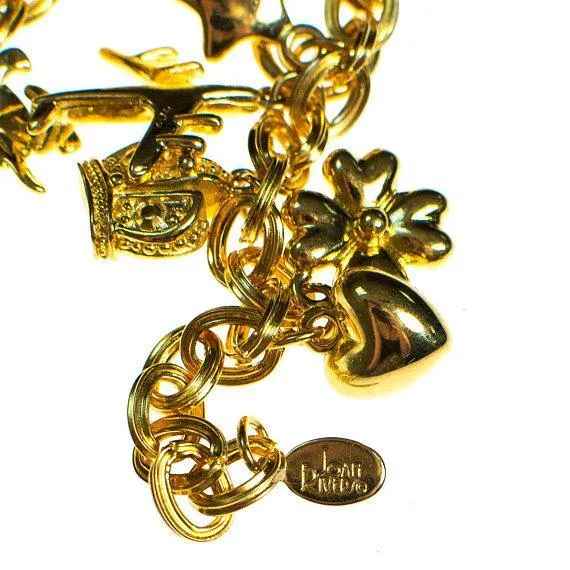 Vintage Joan Rivers Gold Tone Loaded Charm Bracelet