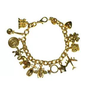 Vintage Joan Rivers Gold Tone Loaded Charm Bracelet