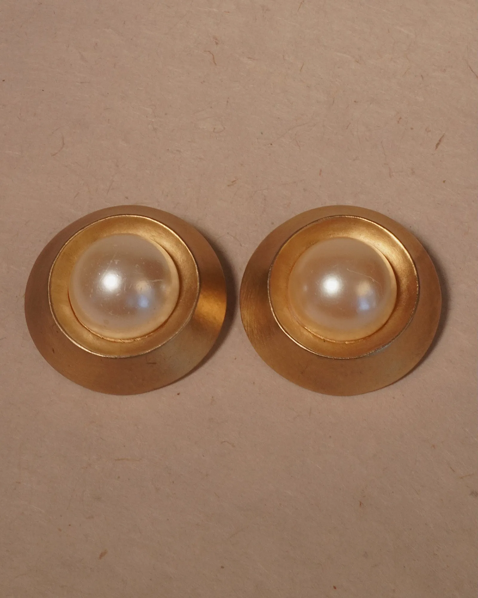 Vintage Oversized Modernist Pearl Clip Ons