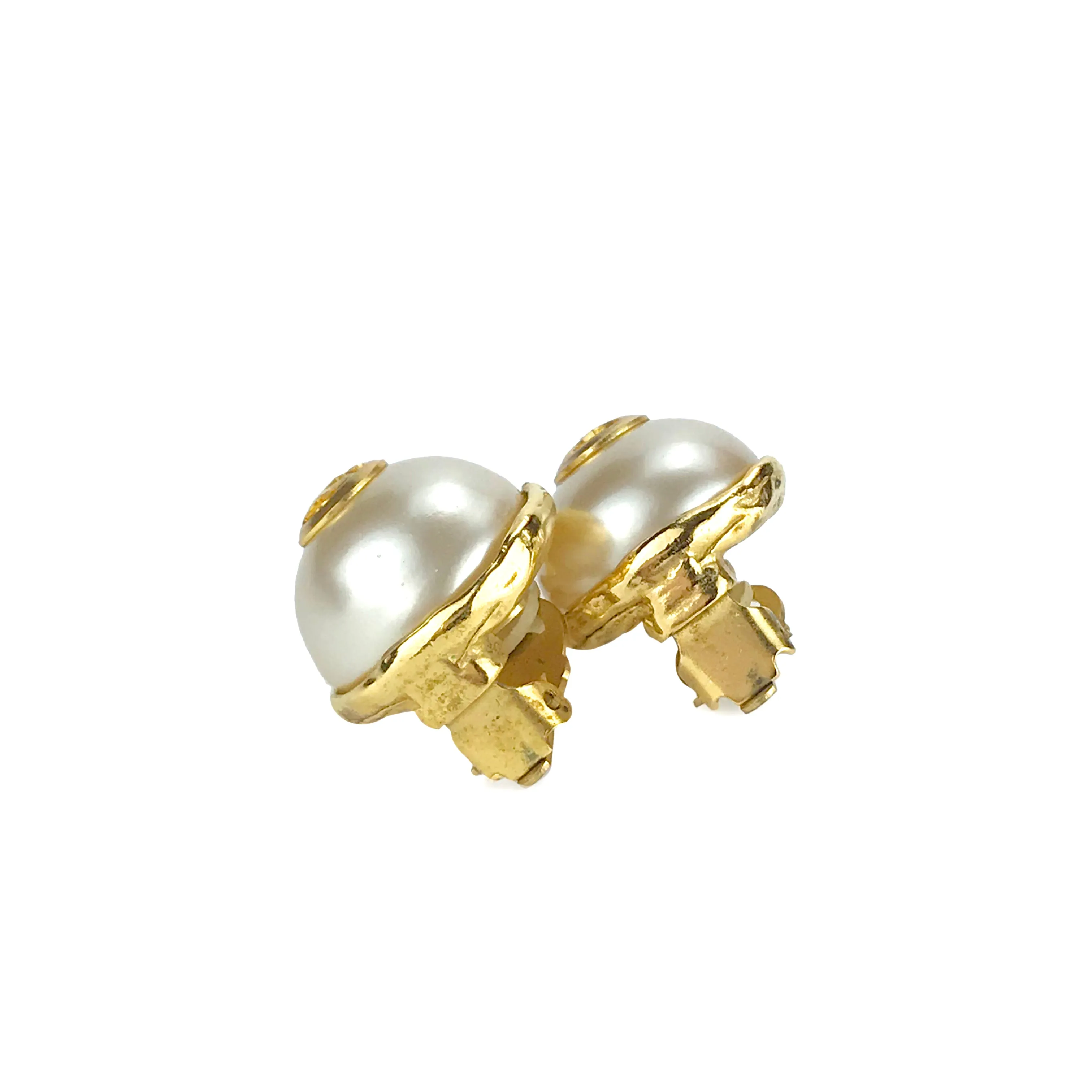 Vintage Pearl Earrings with CC Logo