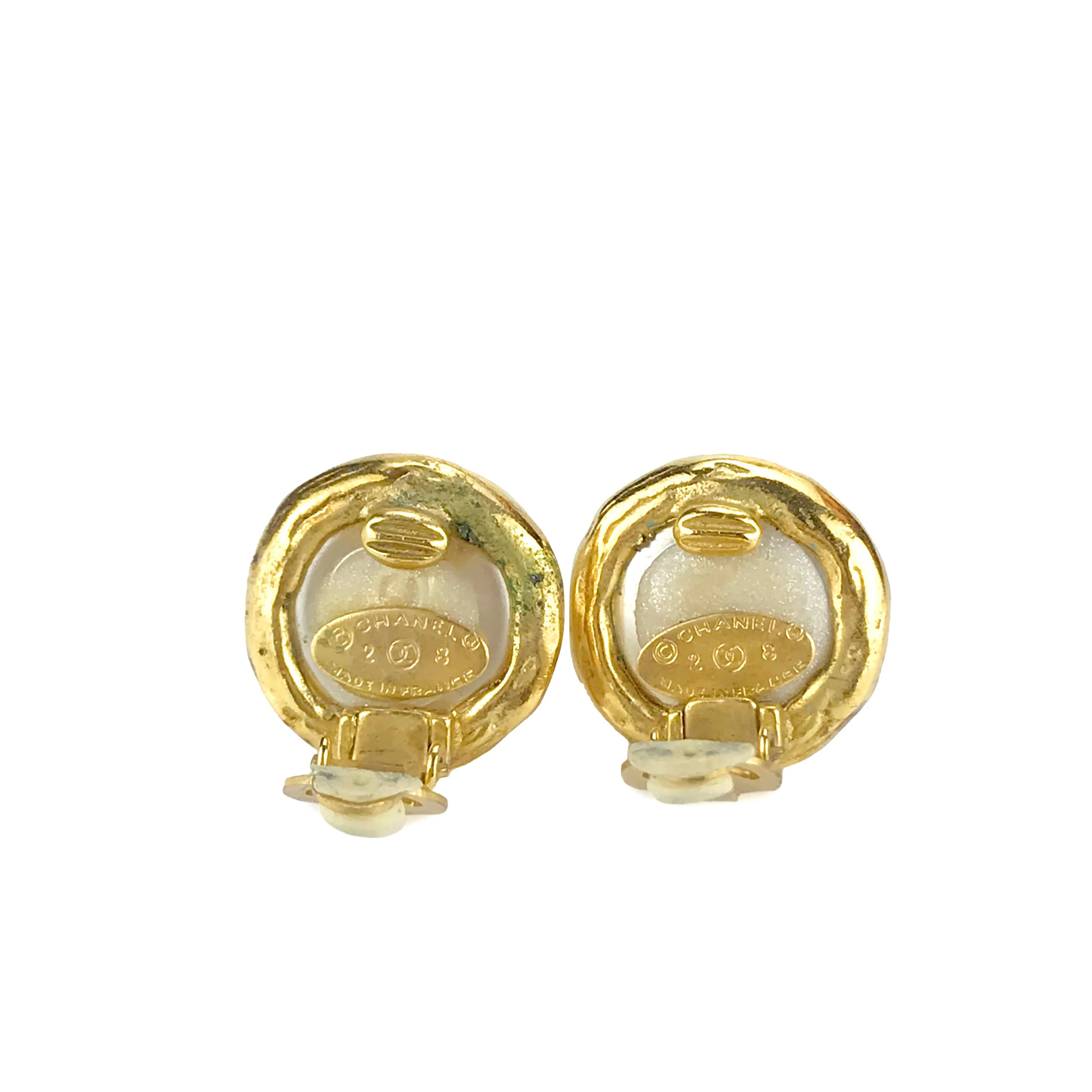 Vintage Pearl Earrings with CC Logo