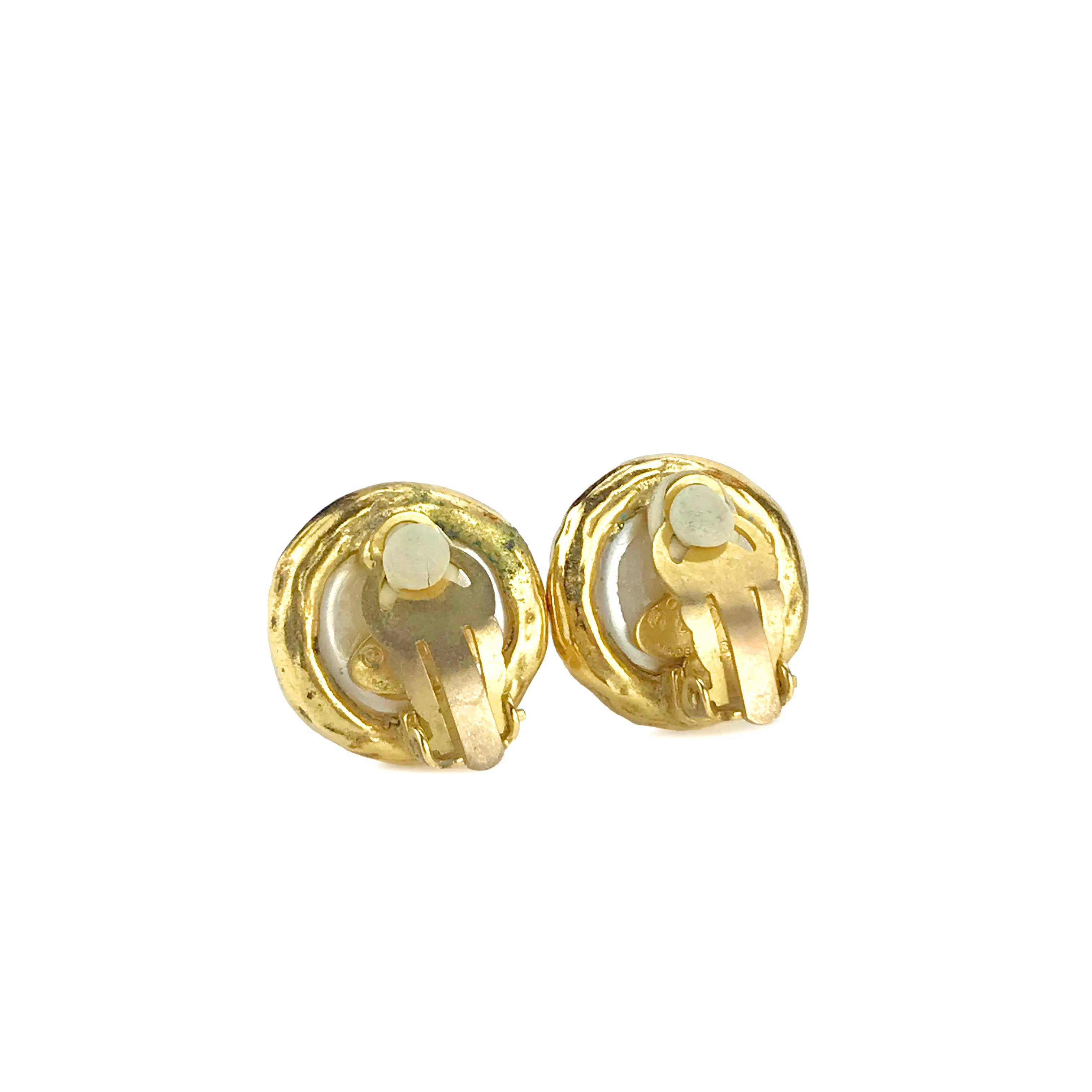 Vintage Pearl Earrings with CC Logo
