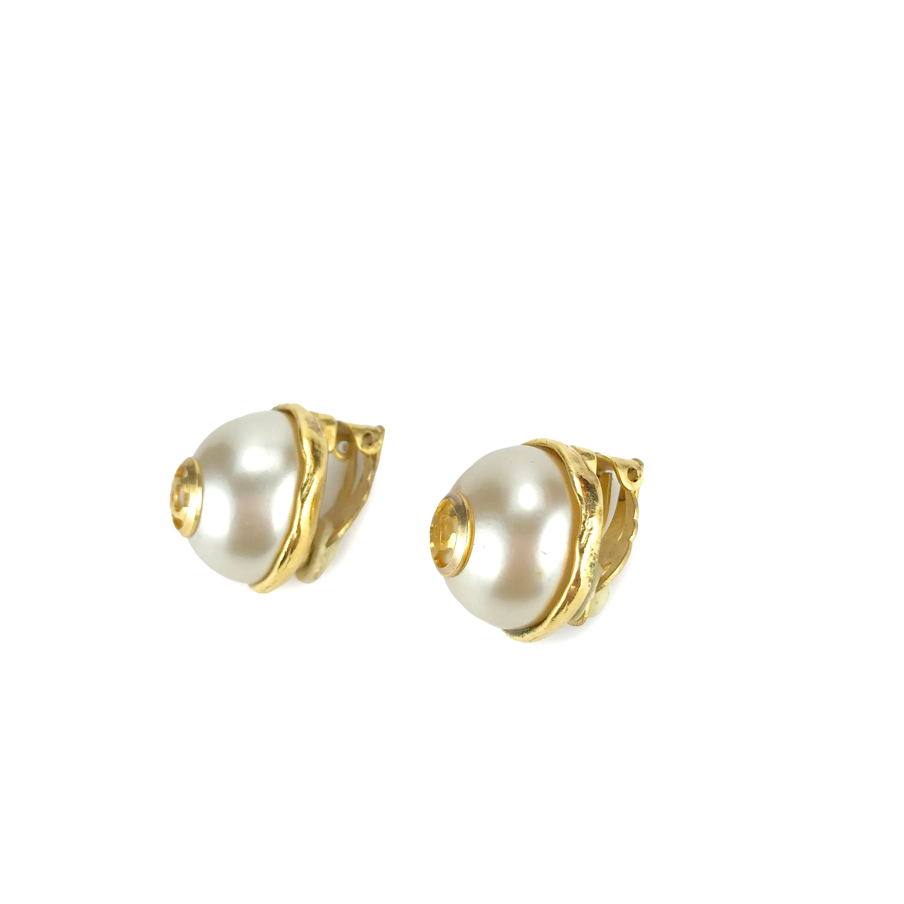 Vintage Pearl Earrings with CC Logo