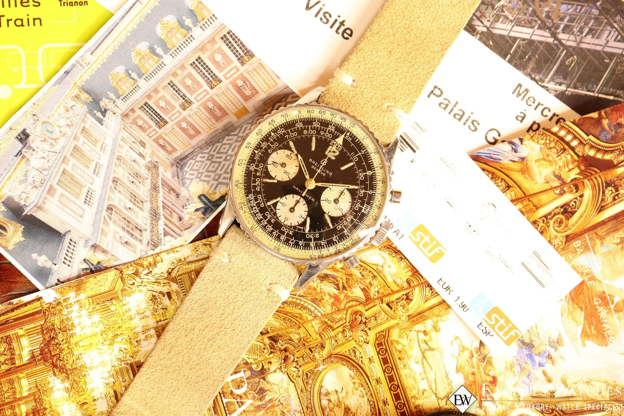 Vintage Serviced Breitling Navitimer 806 1966 Panda Pilot Watch Cursive Big B CP
