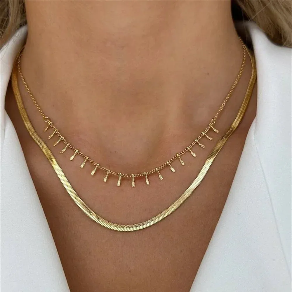 Vintage Silver-plate Geometric Exaggerated Artificial Pearl Chain Necklace For Women Female Fashion Boho Y2K Girl Jewelry Gift