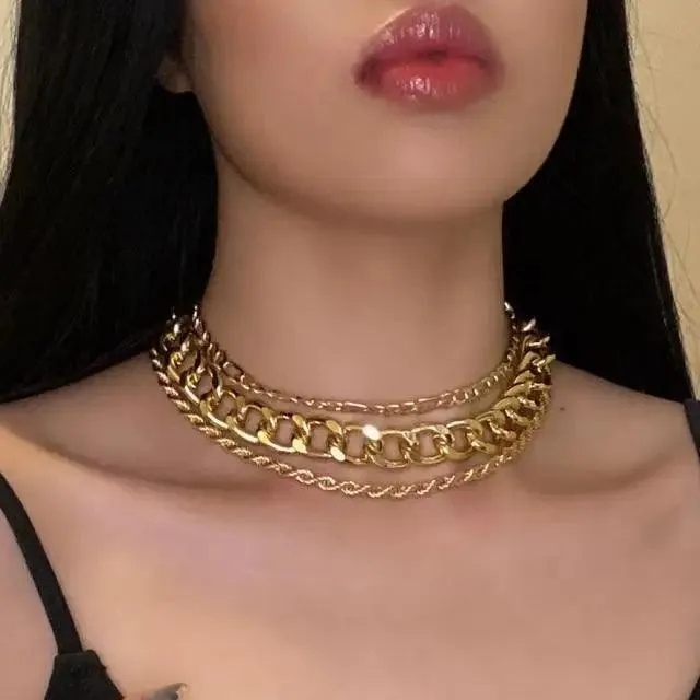 Vintage Style Multilayers Human Head Coin Pendant Necklaces For Women And Girls -Thick Chain Necklace Jewelry