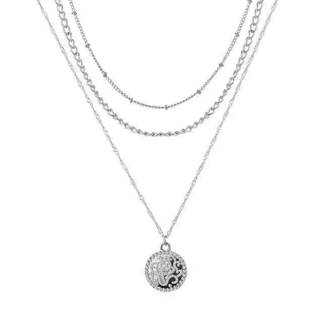 Vintage Style Multilayers Human Head Coin Pendant Necklaces For Women And Girls -Thick Chain Necklace Jewelry