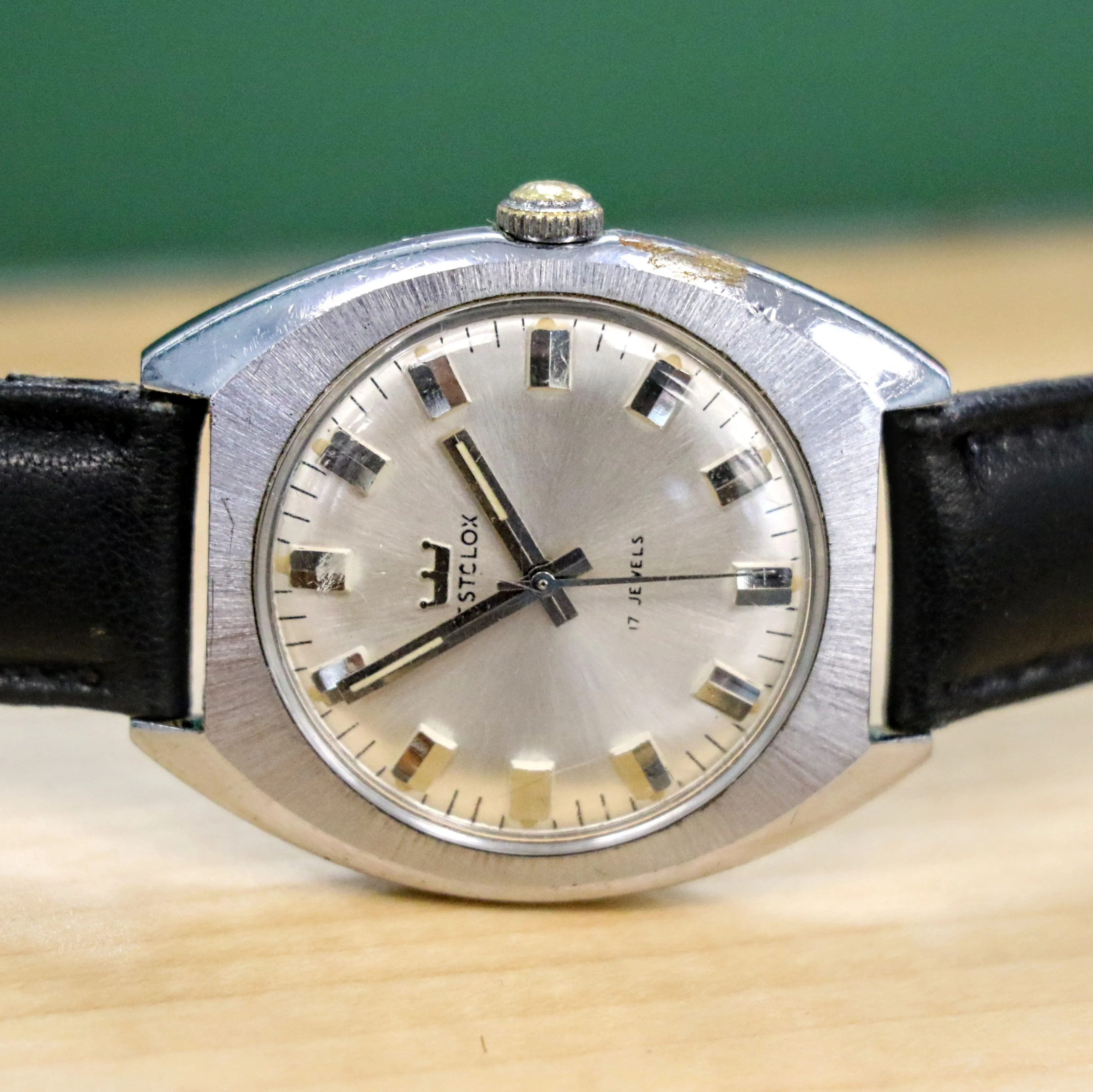 Vintage WESTCLOX Watch 17 Jewels 36mm Cushion Brushed Case