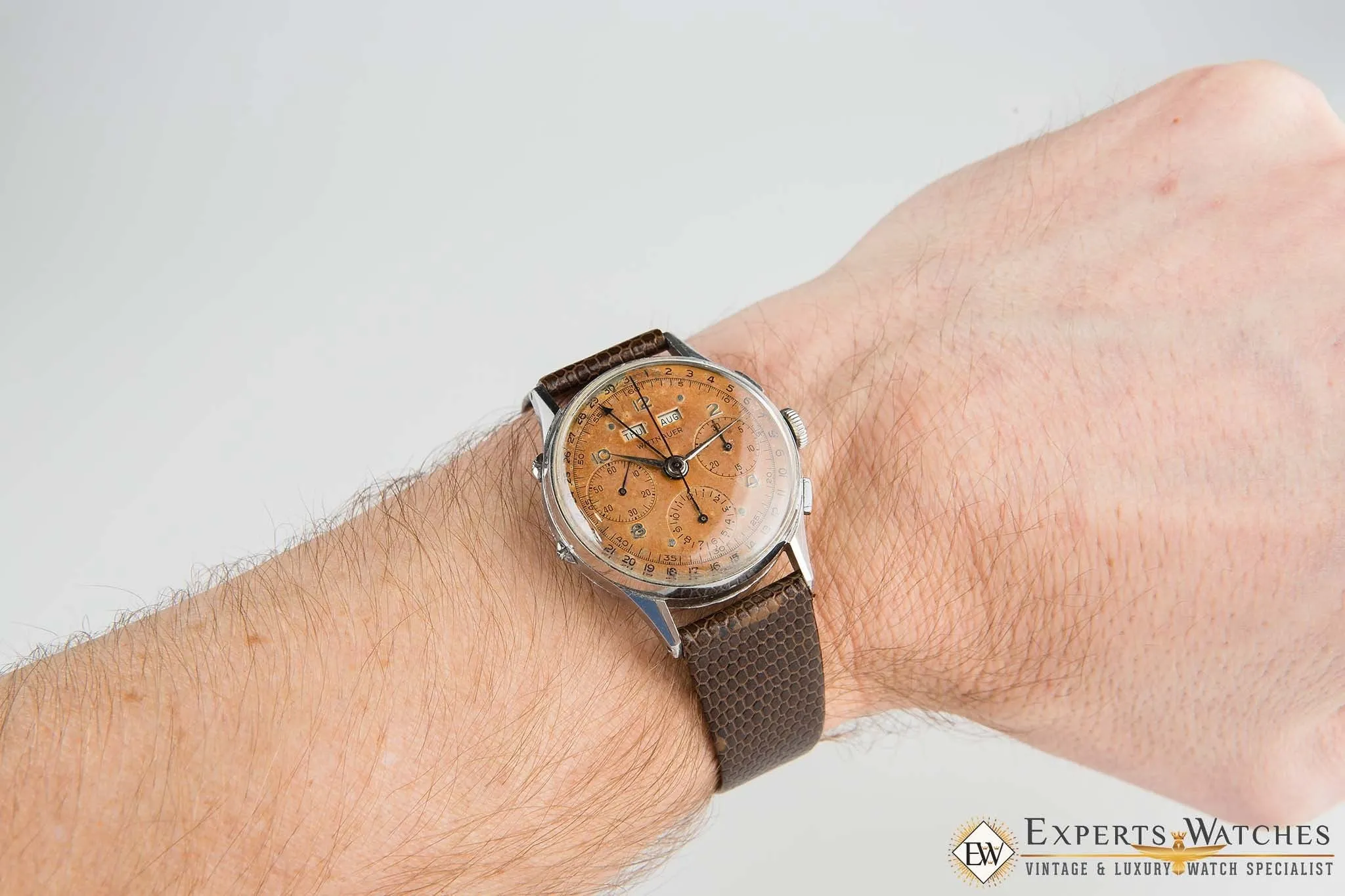 Vintage Wittnauer Tropical Valjoux 72C Triple Date Calendar Chronograph Watch