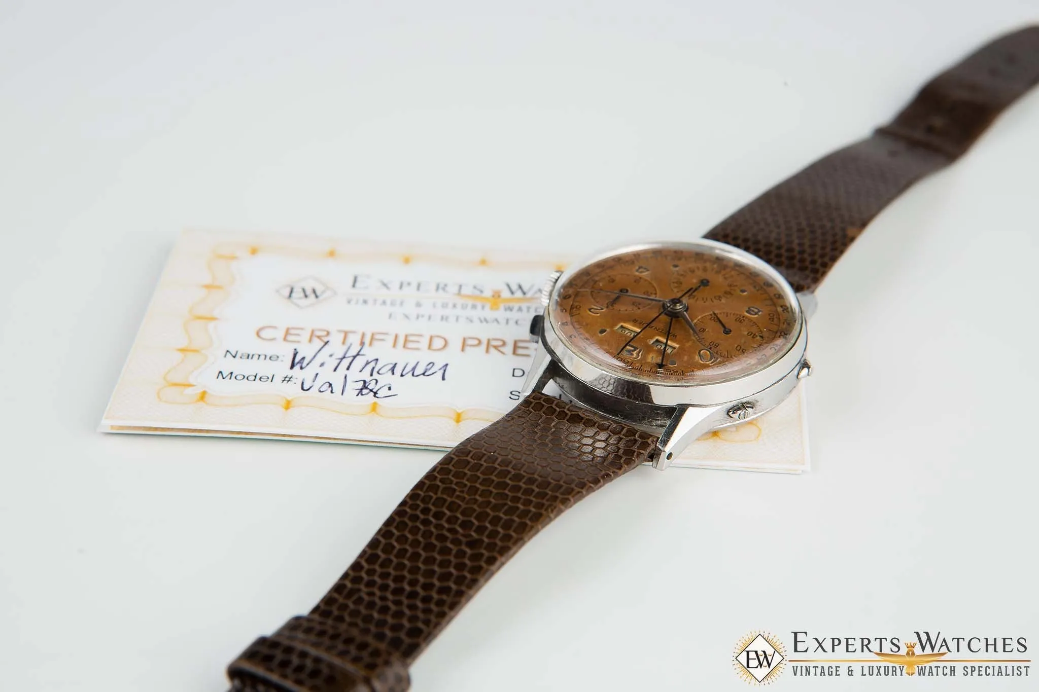 Vintage Wittnauer Tropical Valjoux 72C Triple Date Calendar Chronograph Watch