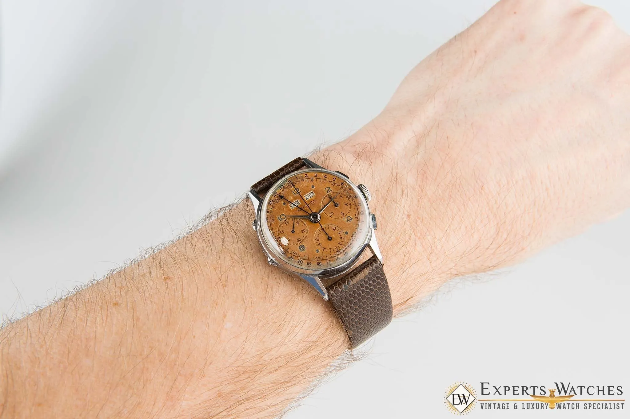 Vintage Wittnauer Tropical Valjoux 72C Triple Date Calendar Chronograph Watch