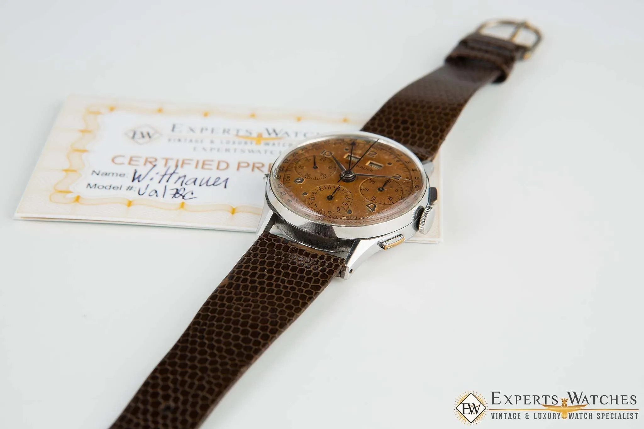 Vintage Wittnauer Tropical Valjoux 72C Triple Date Calendar Chronograph Watch
