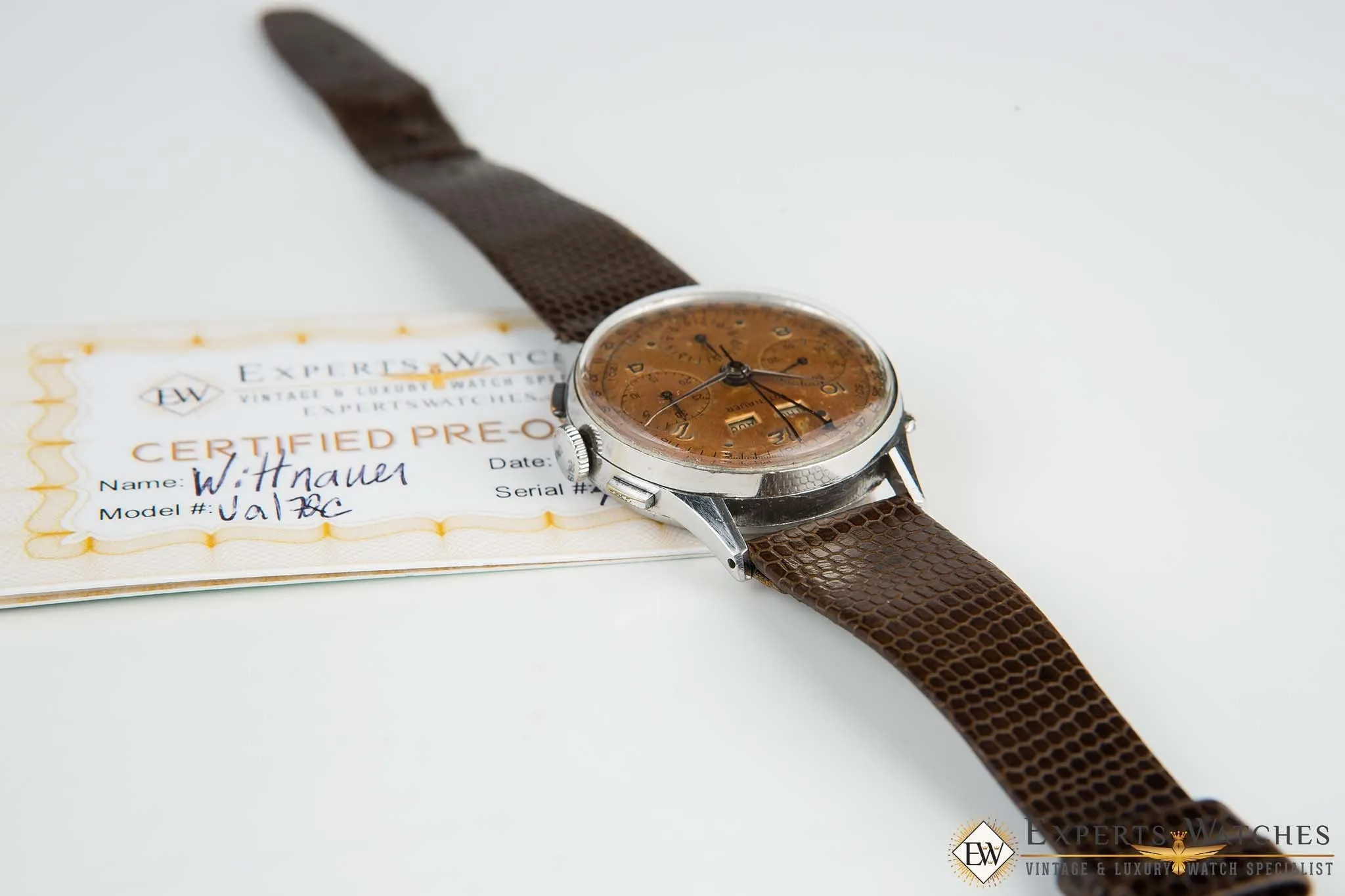 Vintage Wittnauer Tropical Valjoux 72C Triple Date Calendar Chronograph Watch