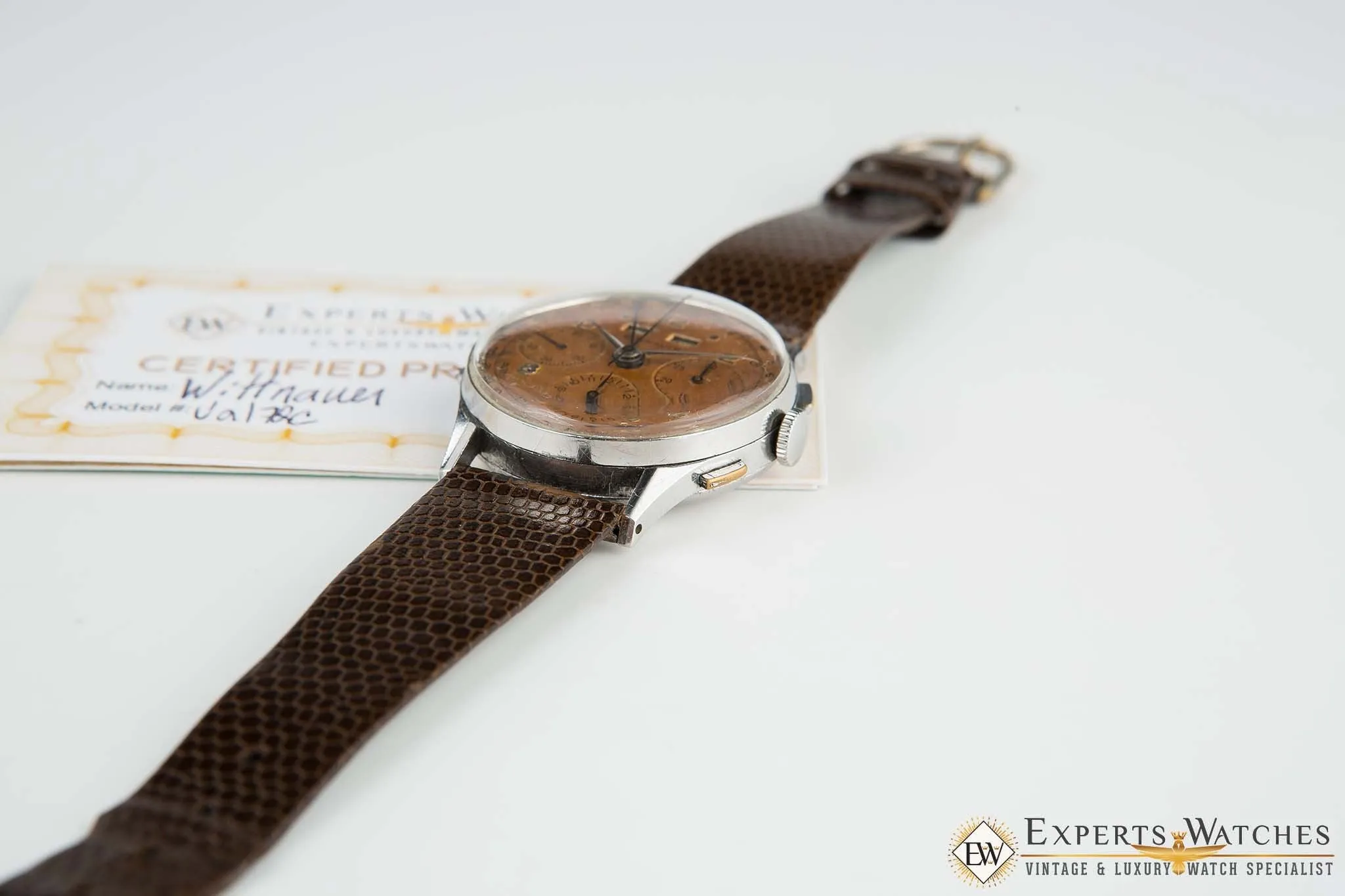 Vintage Wittnauer Tropical Valjoux 72C Triple Date Calendar Chronograph Watch
