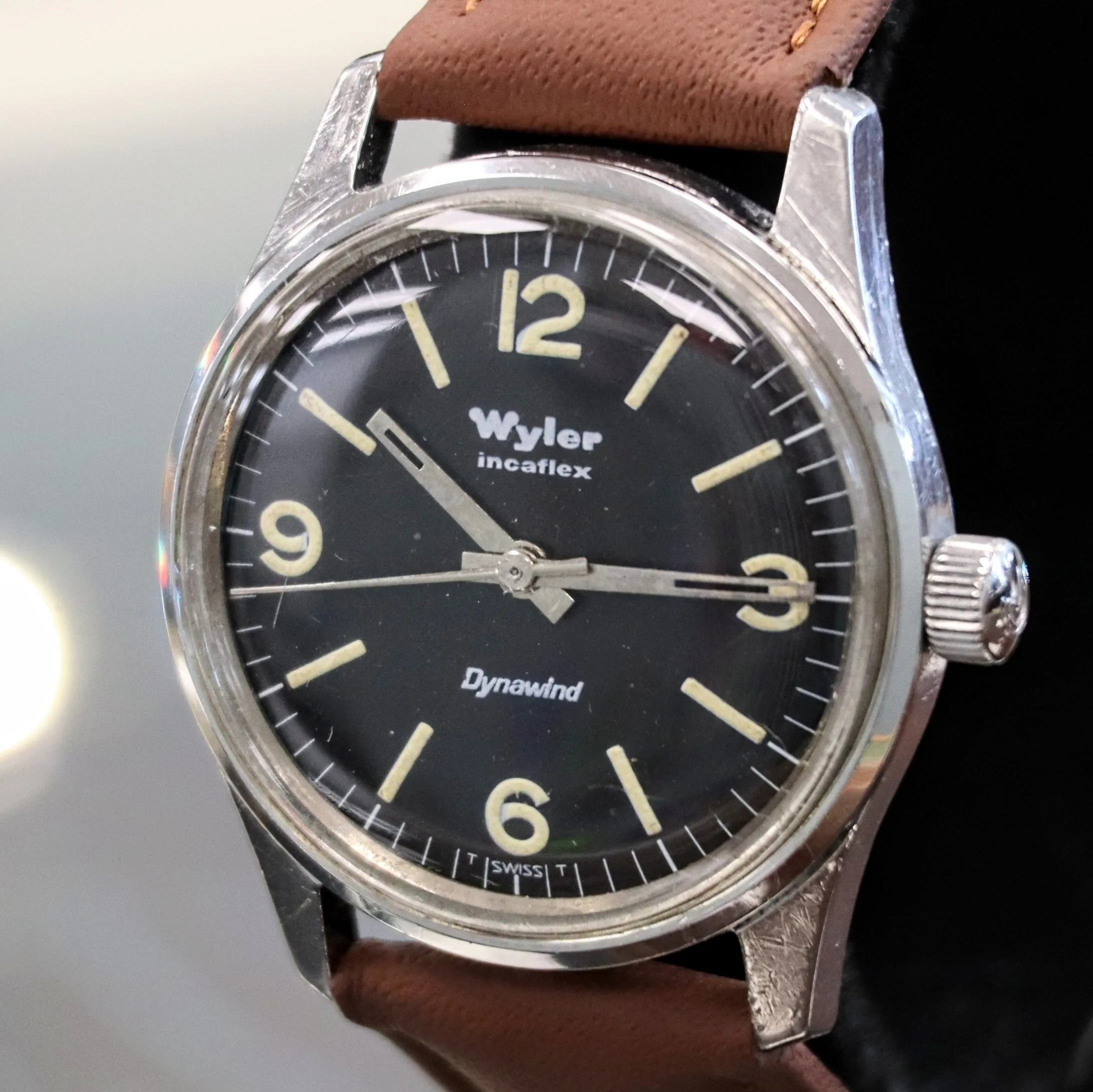 Vintage WYLER Incaflex Dynawind Watch Lifeguard Automatic Wristwatch S.S.