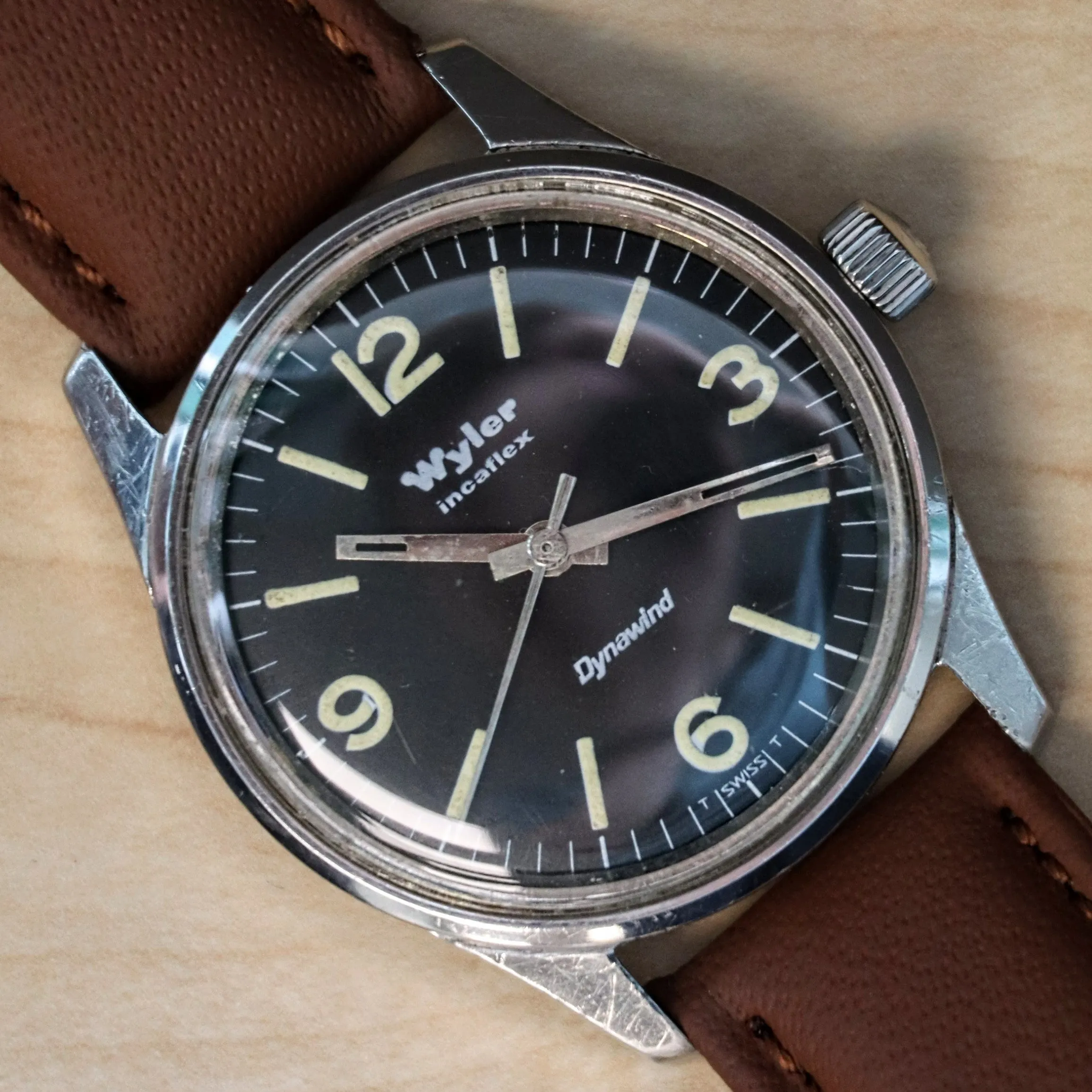 Vintage WYLER Incaflex Dynawind Watch Lifeguard Automatic Wristwatch S.S.