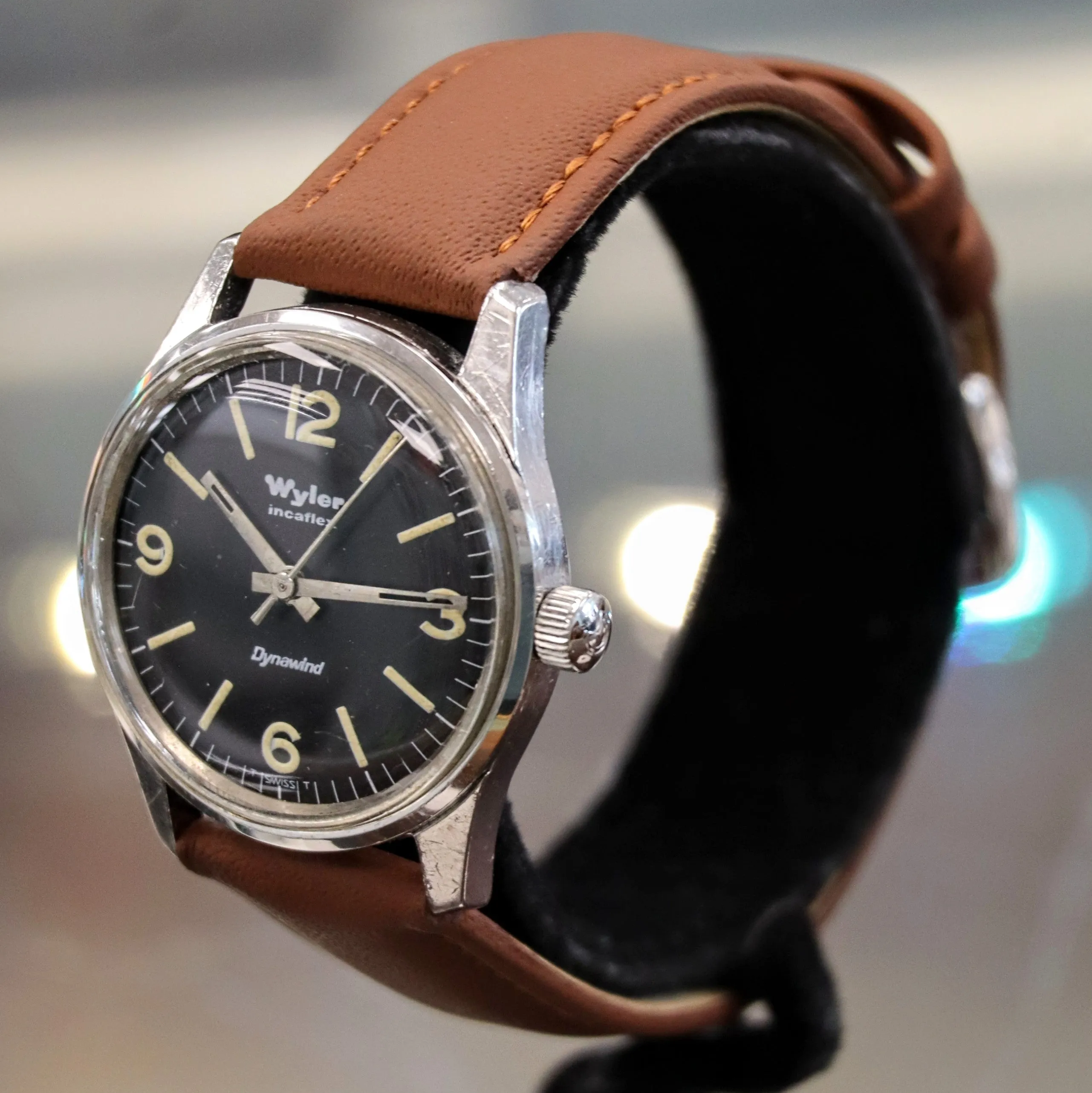 Vintage WYLER Incaflex Dynawind Watch Lifeguard Automatic Wristwatch S.S.
