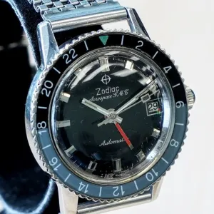 Vintage ZODIAC Aerospace GMT Diver Watch Ref. 752-934 Automatic Wristwatch - ALL S.S.