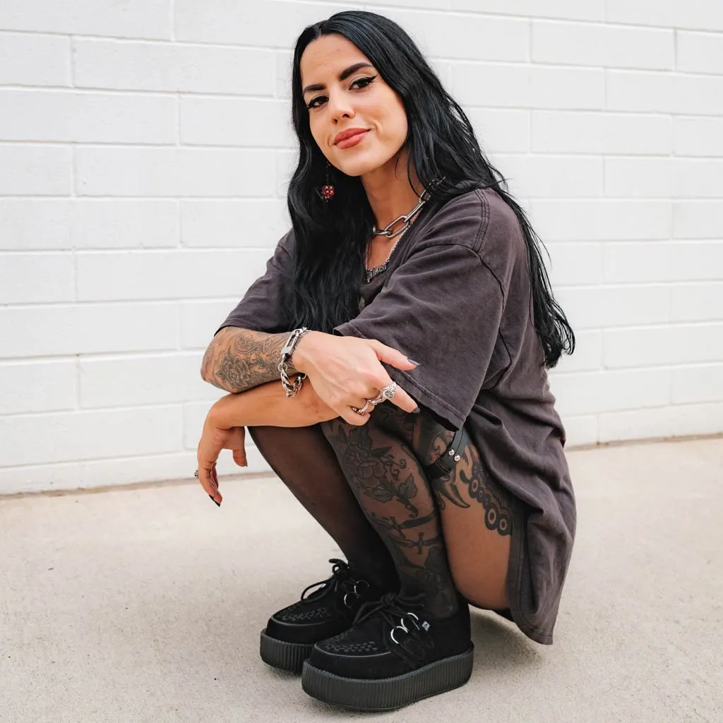 Viva High Sole Creeper Black Suede