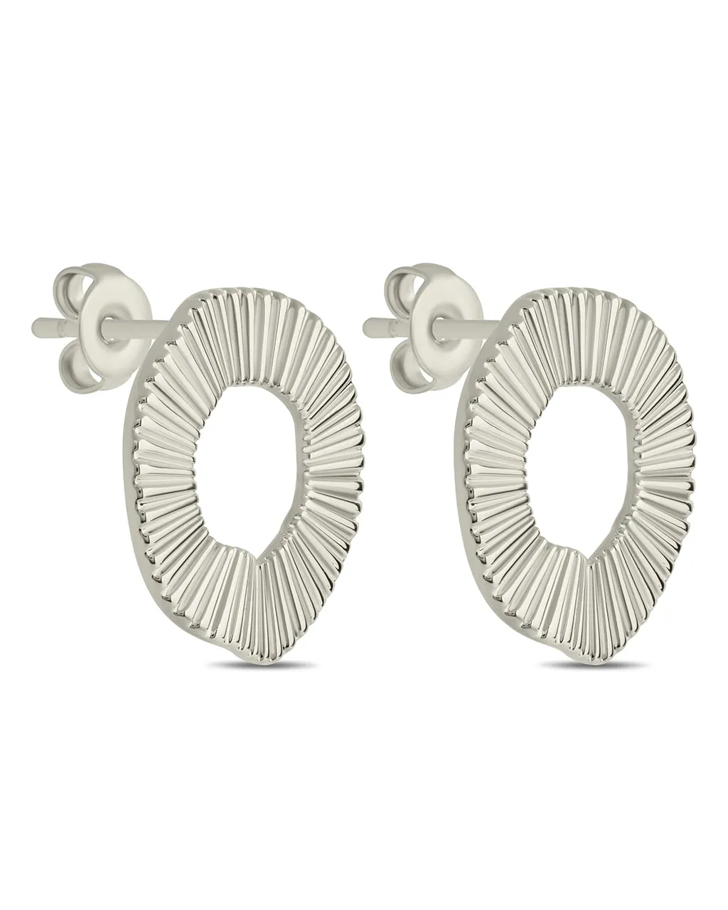 Viviana Ribbed Open Circle Stud Earrings