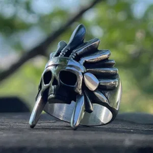 Washakie - Indian Warrior Skull Ring (#236)