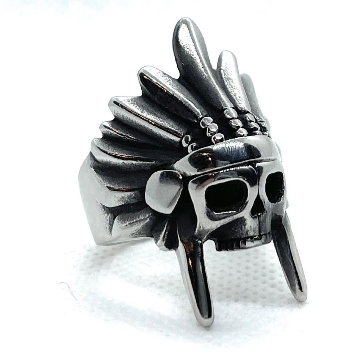 Washakie - Indian Warrior Skull Ring (#236)
