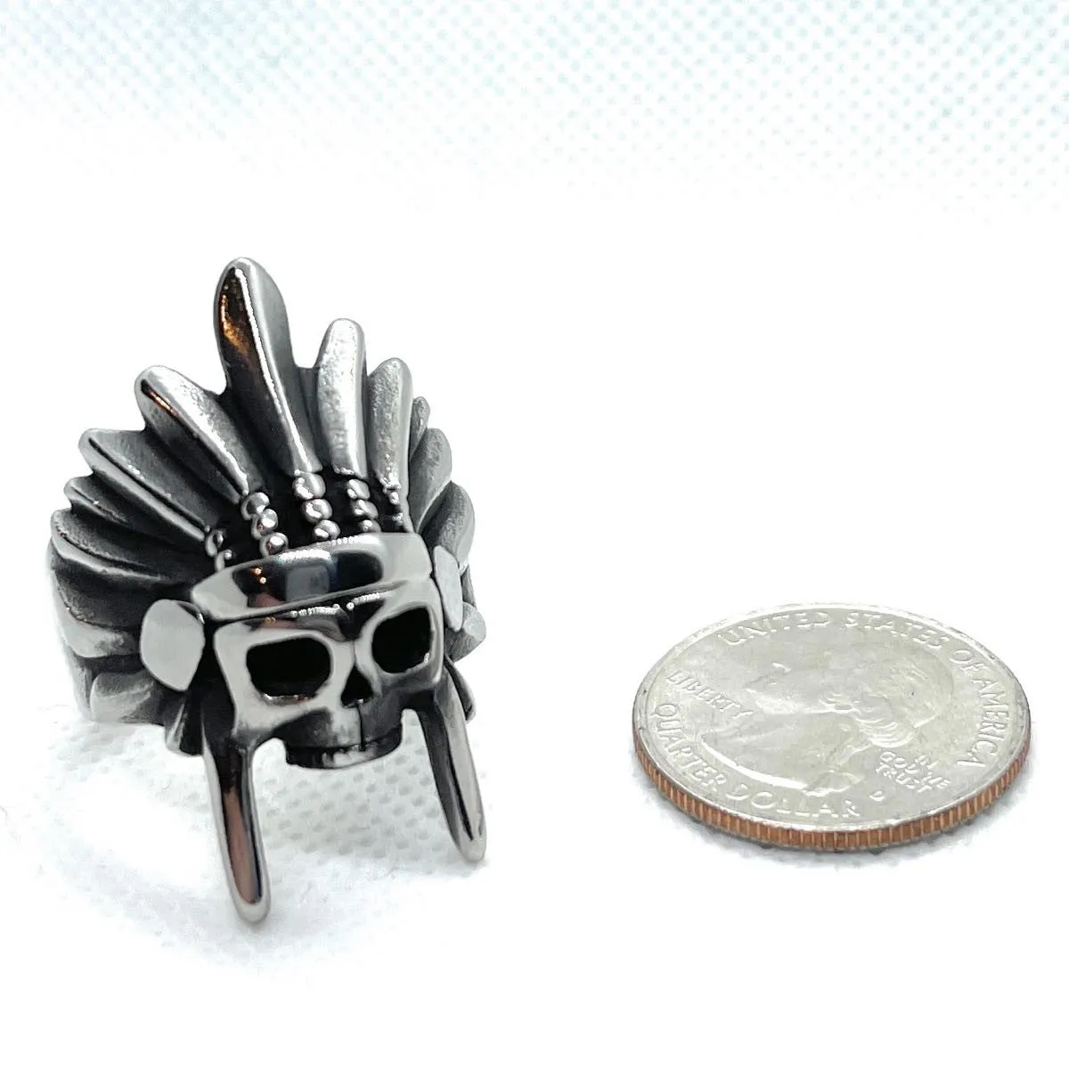 Washakie - Indian Warrior Skull Ring (#236)