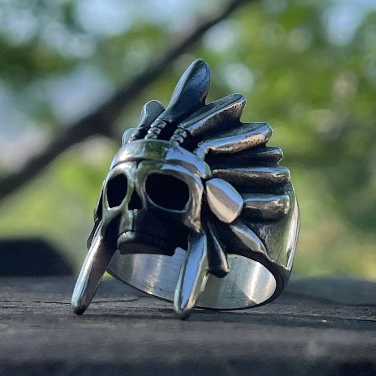 Washakie - Indian Warrior Skull Ring (#236)