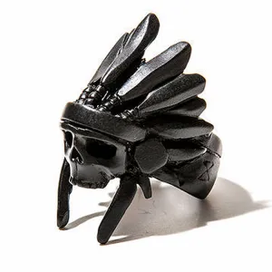 Washakie - Indian Warrior Skull Ring (#236Black)